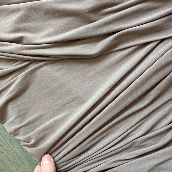 Ronny Kobo Killian Gown Dress Beige Ruched One Shoulder Maxi Dress - Small - Picture 8 of 15